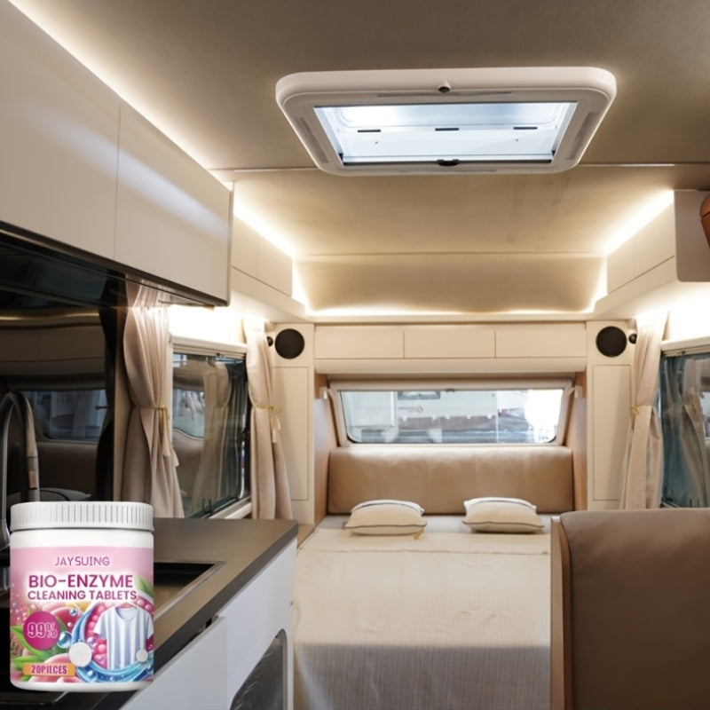 Bio-Enzyme Cleaning Tablets for RV Fabric Stain Odor Removal Dust Preservation Pack of 20