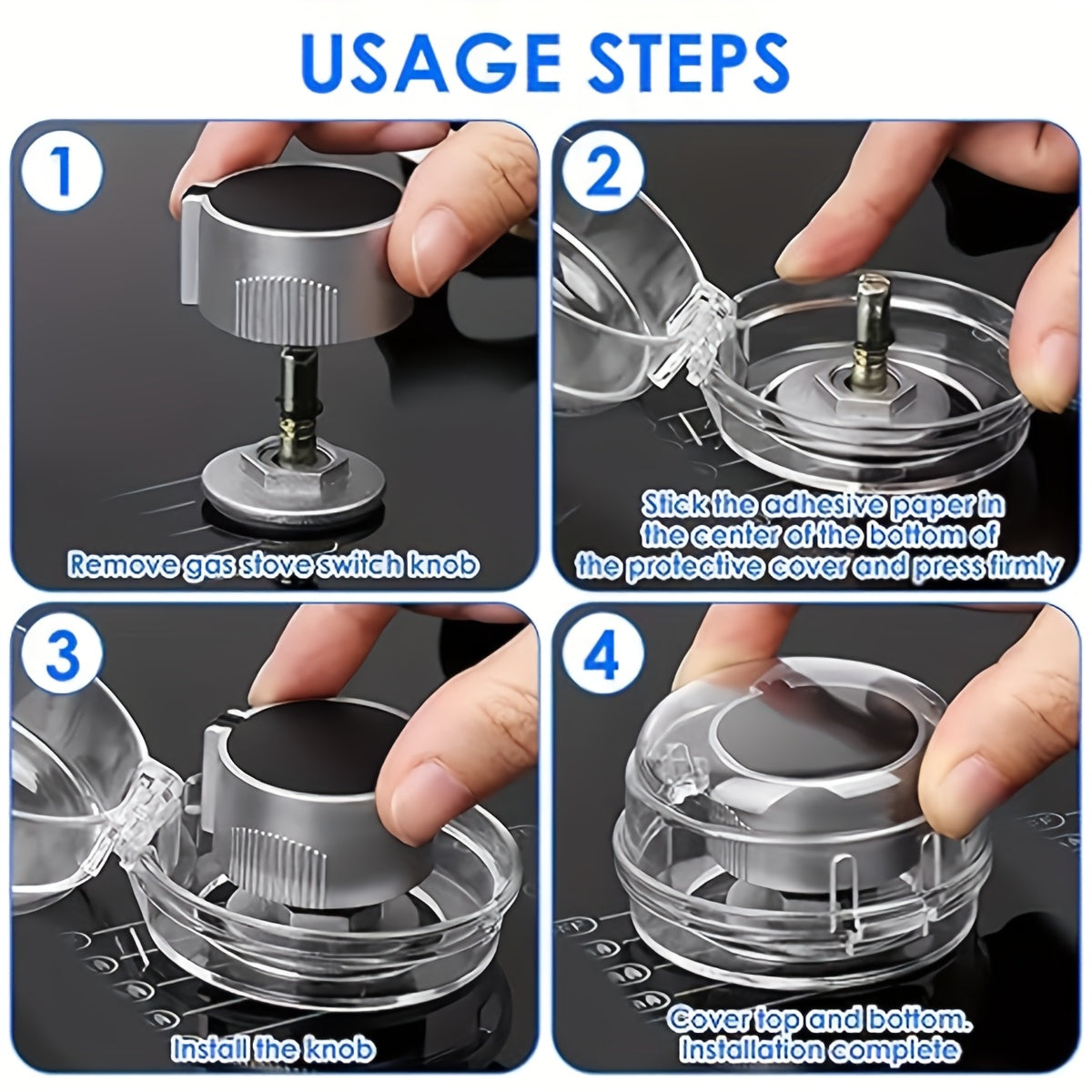 Plastic Gas Stove Knob Covers 2 or 4 pcs Kitchen Safety Range Control