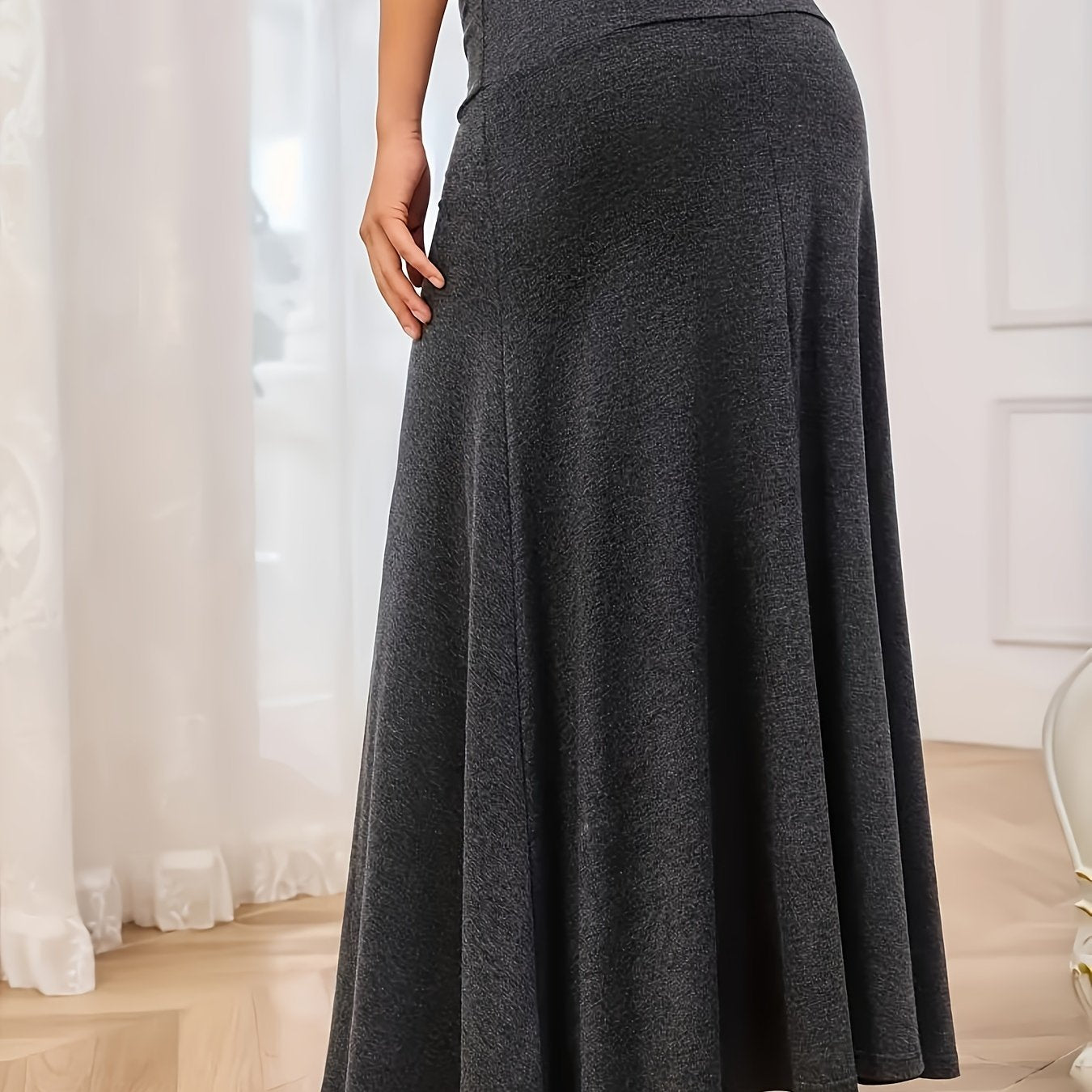 Plus Size Maxi Skirt High Waist A-Line Spring Fall Women's Clothing