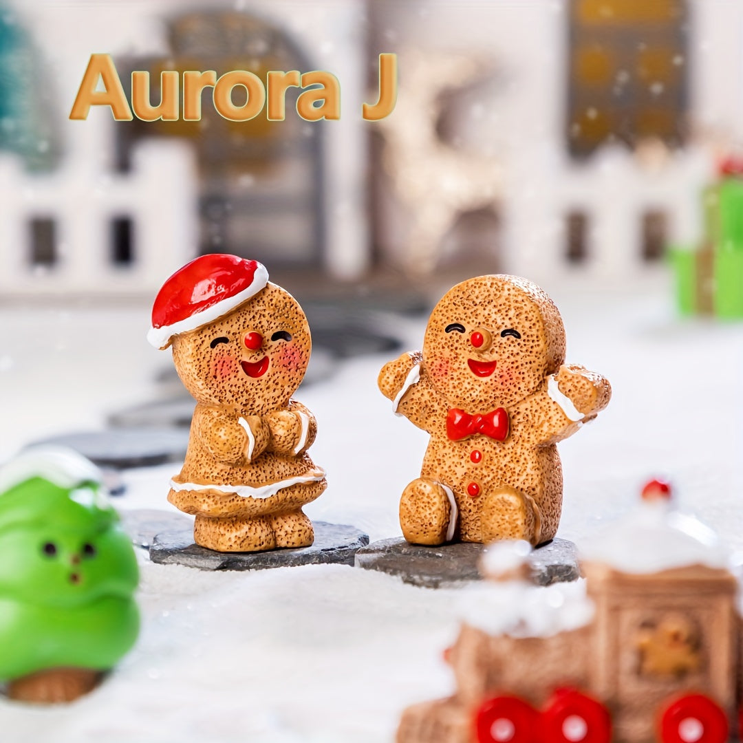 Set of 8 Resin Gingerbread Figurines for Christmas Village Decor and Jewelry Making