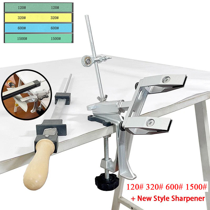 Olmos to'plami va 360° aylanadigan qo'lda ishlash bilan statik burchakli pichoq silliqlash moslamasi