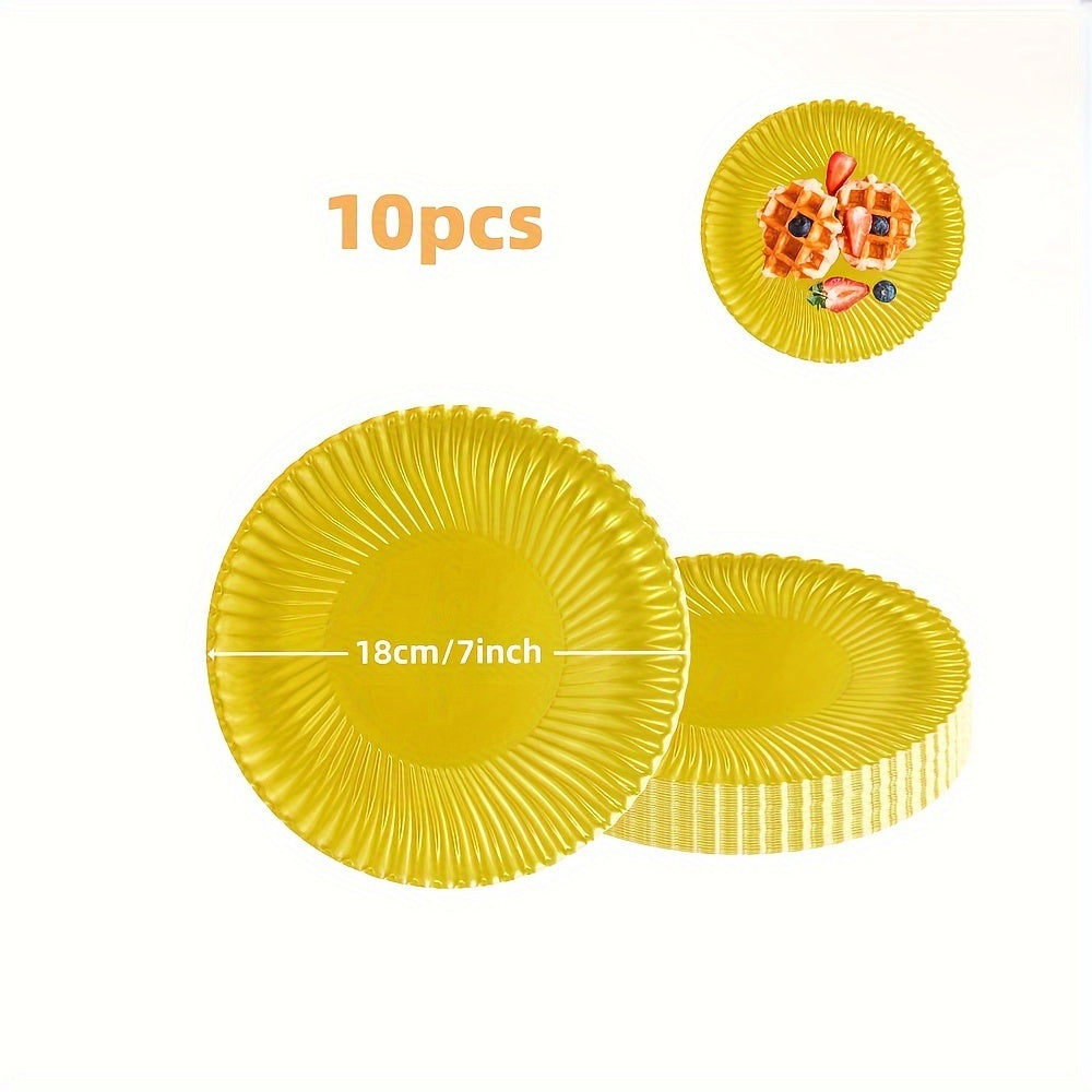 El paquete de suministros para fiestas de oro incluye platos desechables y servilletas para cumpleaños, bodas y feriados