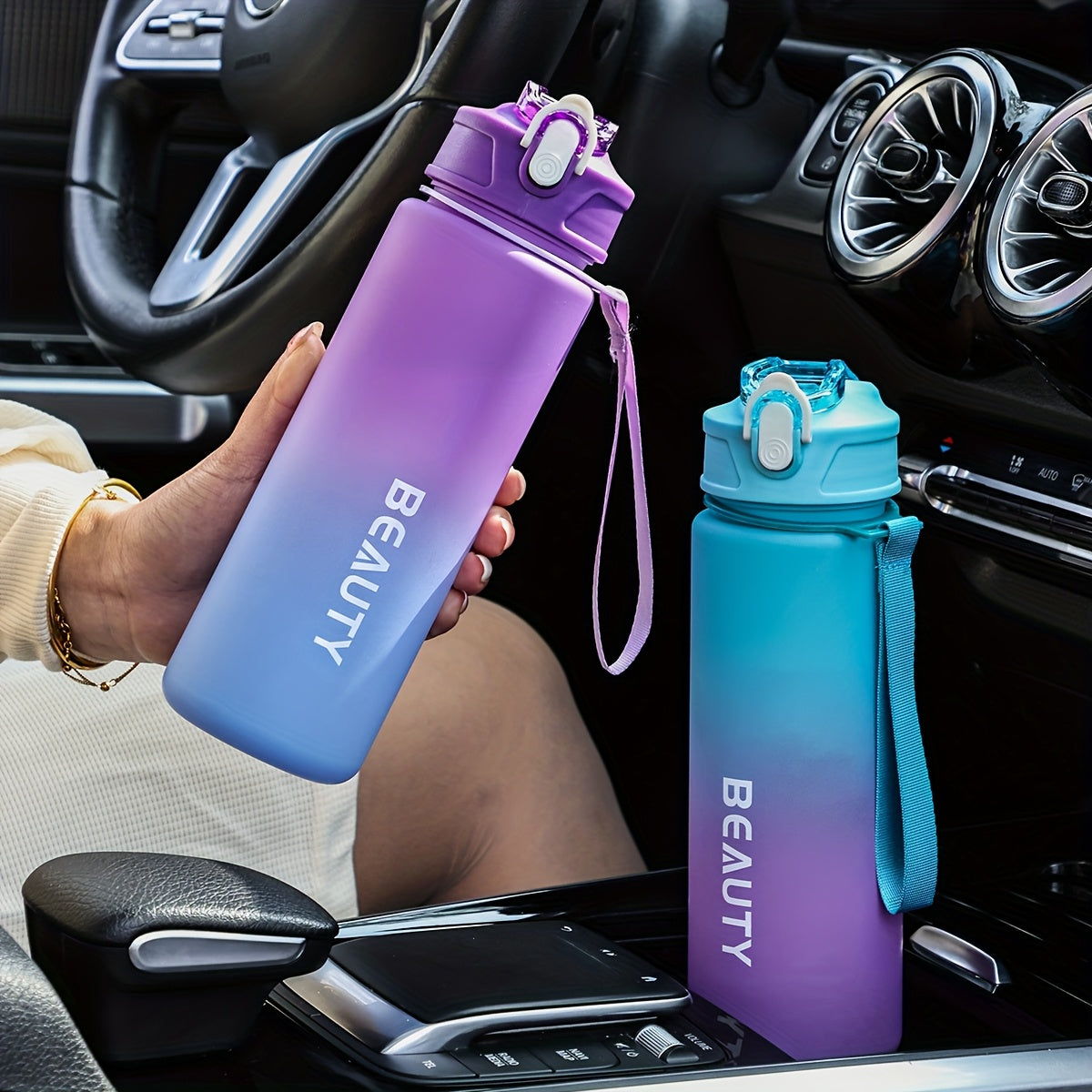 Frosted Plastic Water Bottle with Scale for Outdoor Sports and Office Use