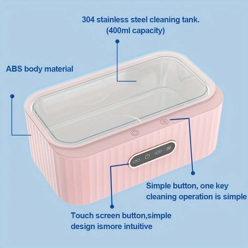 High-Efficiency Jewelry and Eyeglass Cleaner with Touch Screen 4-Speed Deep Cleaning Pink