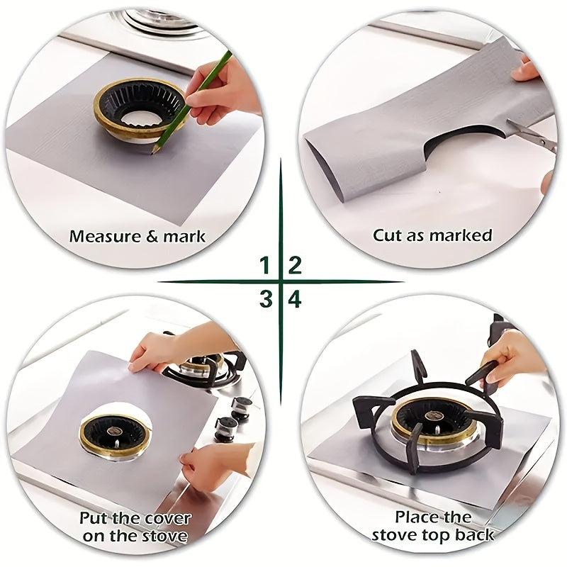 Stovetop Burner Covers Set Black 4/8 Pieces Non-Stick Gas Stove Protectors
