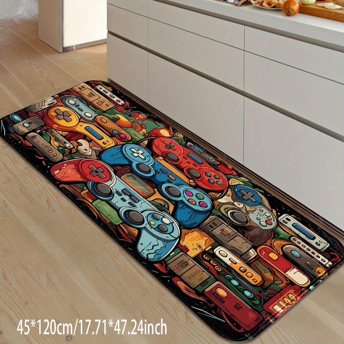 Retro Gaming Controller Rug Non-Slip Door Mat for Game Room Bedroom Entry