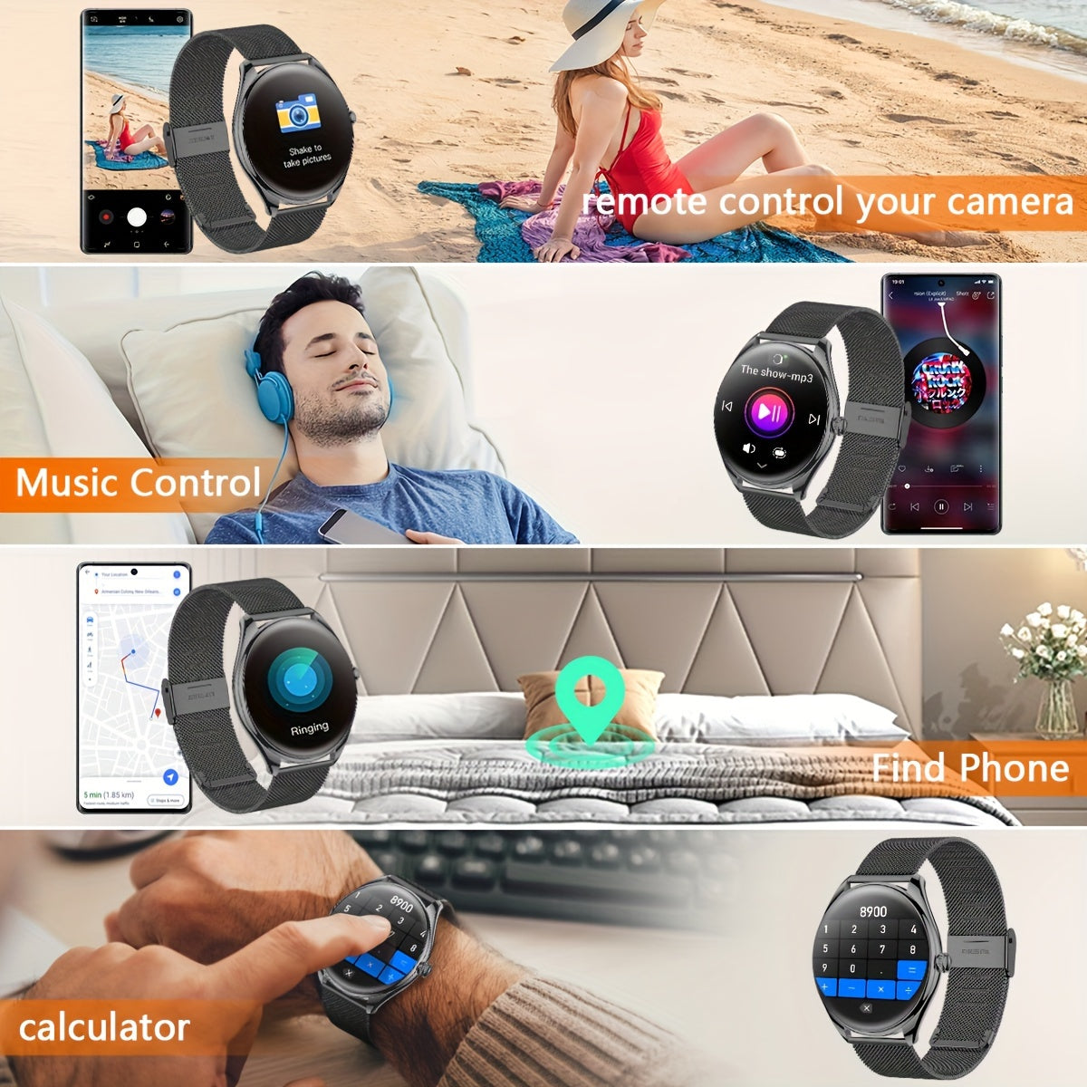 Erkaklar va ayollar uchun aqlli soat 1.43 dyuym AMOLED displey Bluetooth 5.0 fitness izlovchi