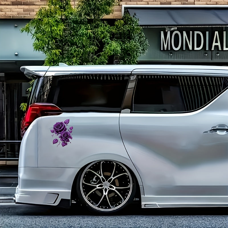 Binafsha gül avtomobil dekali ayollarga moʻljallangan PVC gullar bilan avtomobil korpusi, oynalar uchun stiker