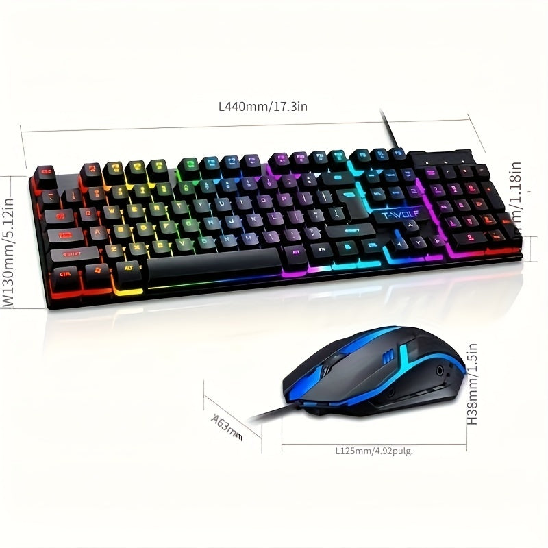 Ergonomic Mechanical Keyboard and Gaming Mouse Combo with LED Backlight and Hollow Design