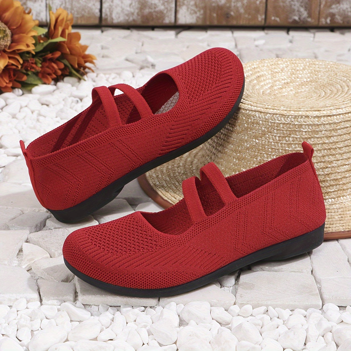 Women's Slip-On Loafers All-Season Casual Shoes Solid Color Fabric Upper