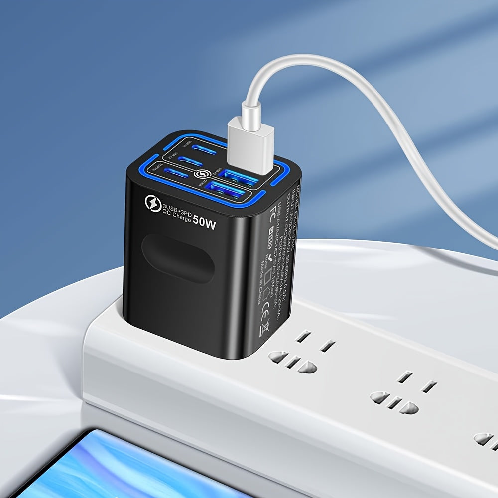 iPhone va Samsung telefonlari uchun 50W 6-port USB C tez zaryadlovchi