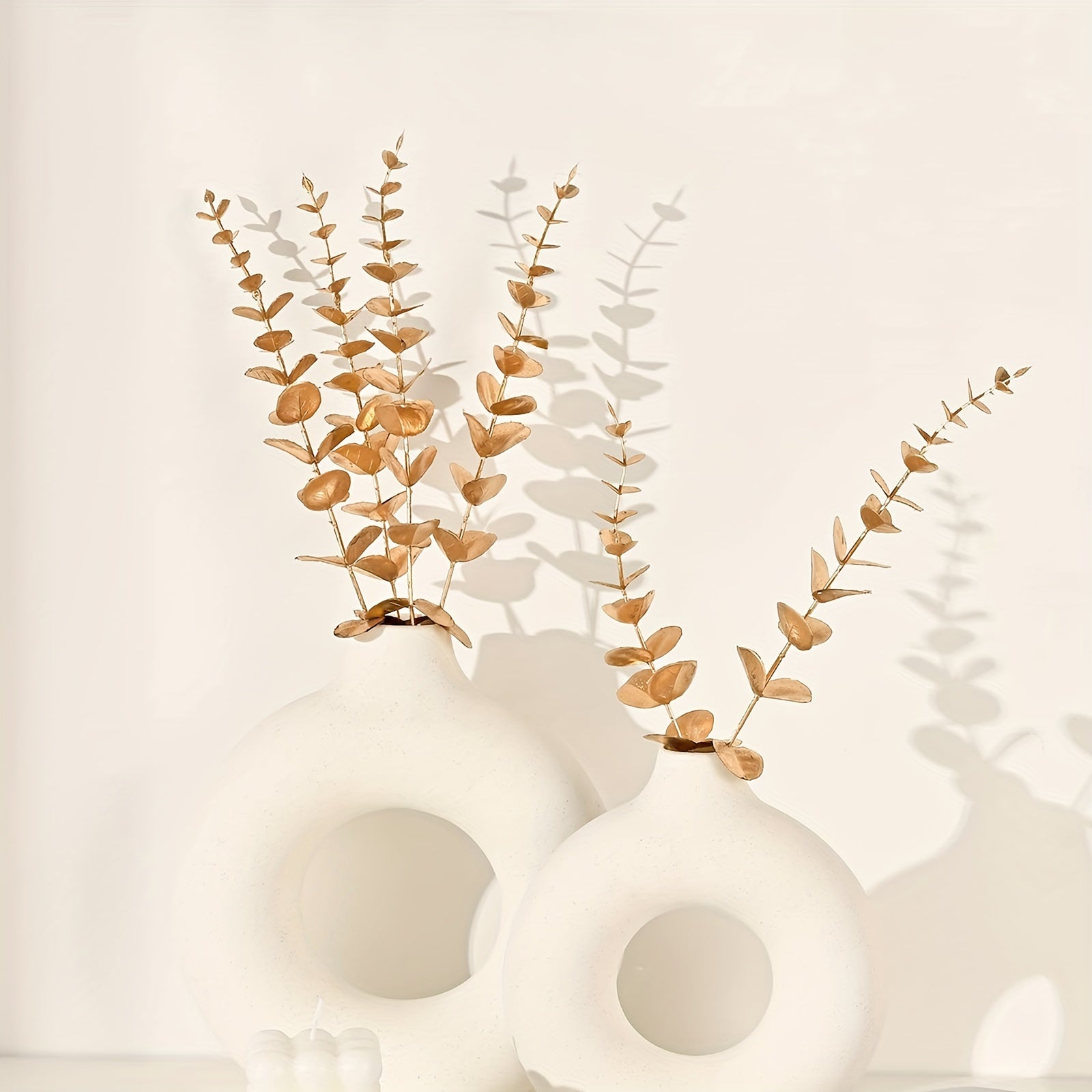 Artificial Flowers for Decorations Christmas Weddings Home Decor Eucalyptus Leaves and Gold Flowers