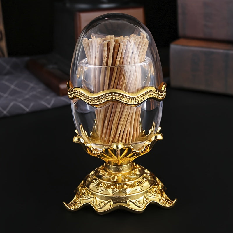 Egg-Shaped Metal Toothpick Holder Portable Elegant Kitchen Accessory