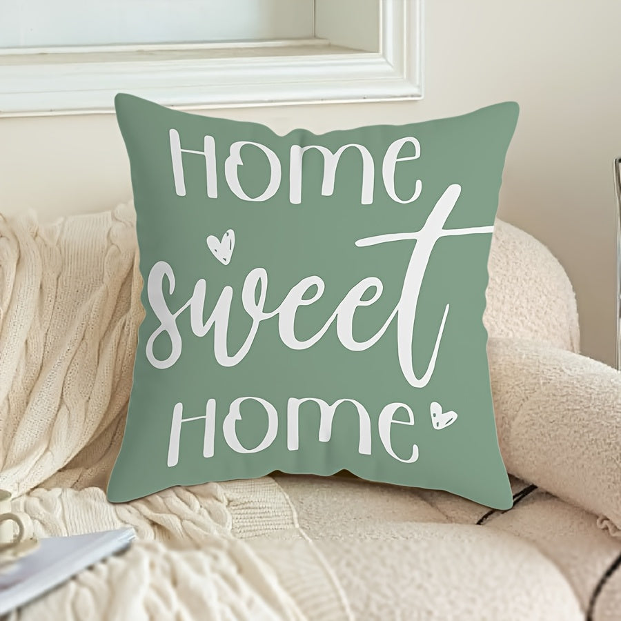 Polyester Throw Pillow Cover with Green and White Leaf Design 45cm x 45cm Machine Washable