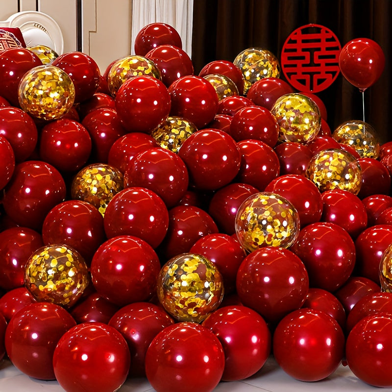 50 Red and Golden Latex Balloons for Weddings Birthdays and Celebrations