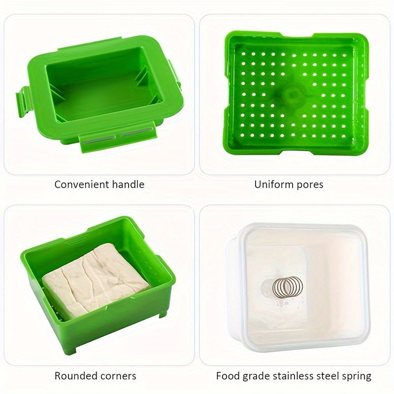 Set of 3 Tofu Pressers with Drainage Port, Food Grade PP, 3 Layers