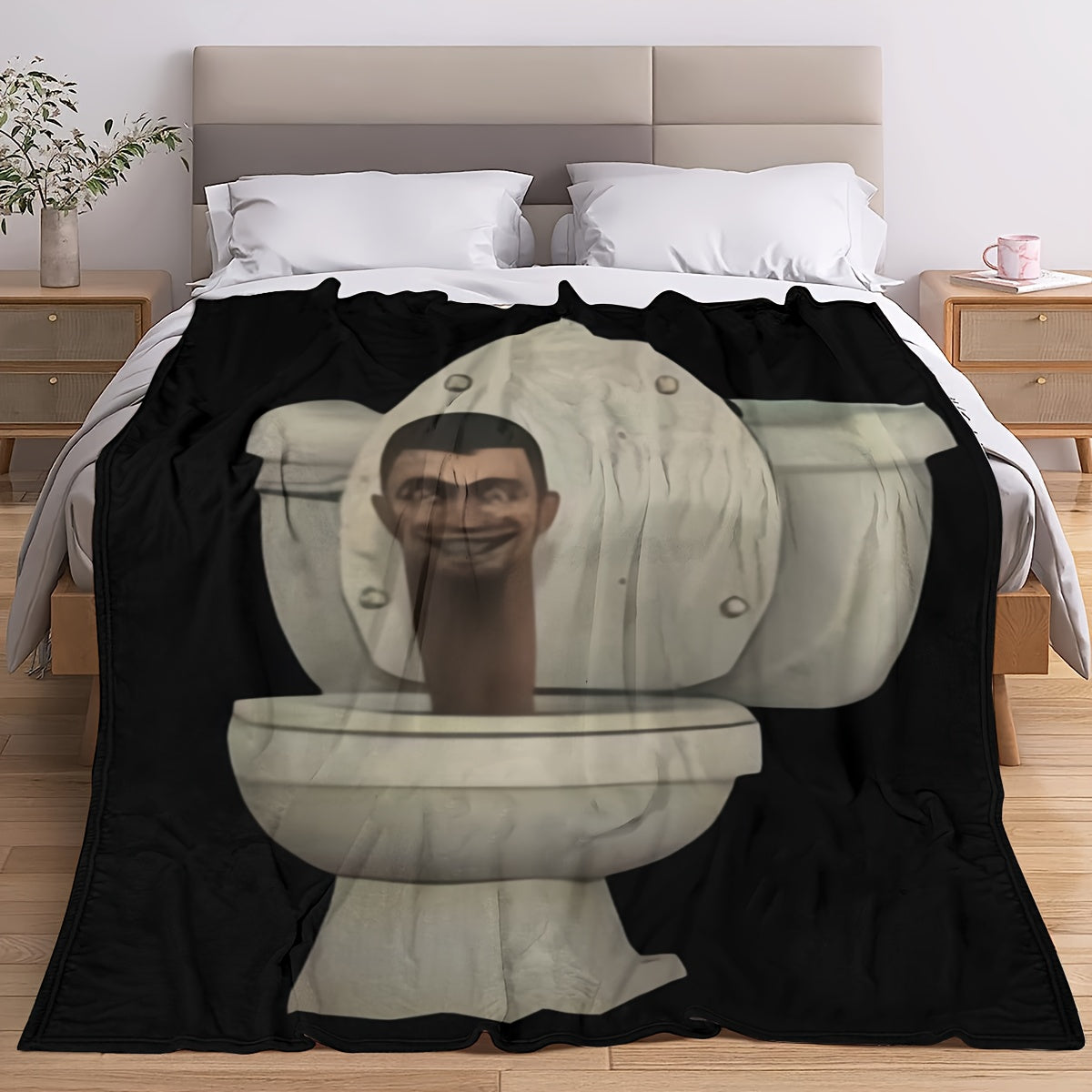 Cheerful Man Printed Soft Blanket for Sofa Bed and Office Use