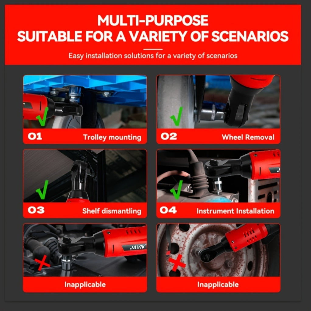 12V Cordless Electric Ratchet Wrench Set with USB Rechargeable Lithium Battery for Car Repair