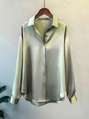 Women's Solid Color Button Front Long Sleeve Blouse Casual Spring Fall
