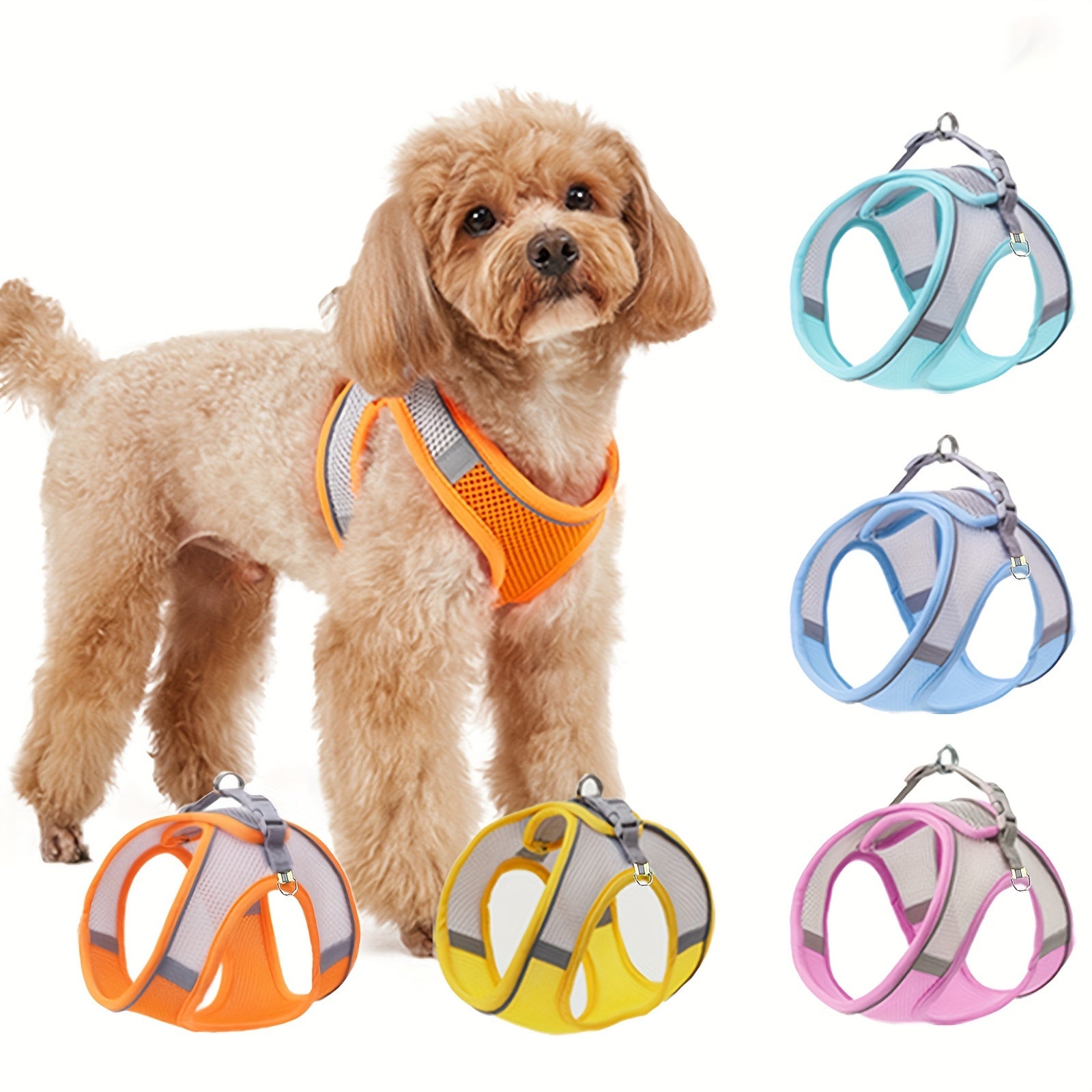 Soft Mesh Pet Harness for Small Dogs and Cats with Reflective Strip