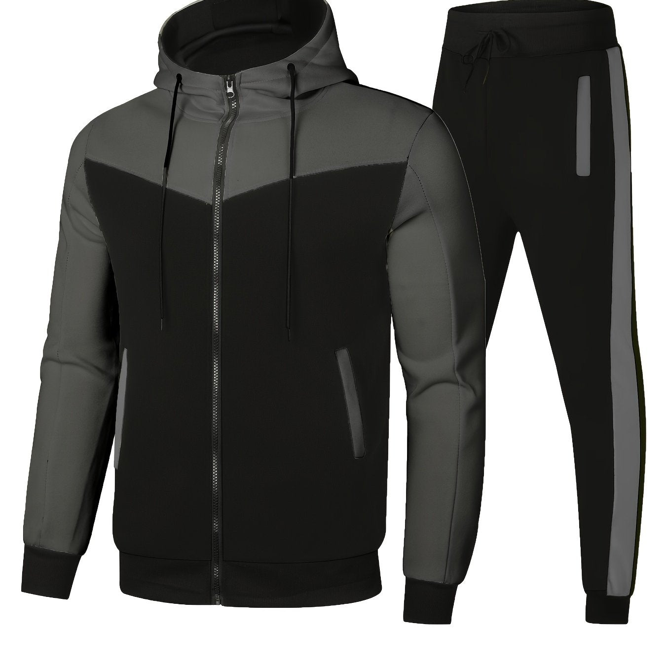 Conjunto deportivo de dos piezas para hombre, sudadera con capucha y joggers, ropa deportiva transpirable de poliéster para primavera y otoño