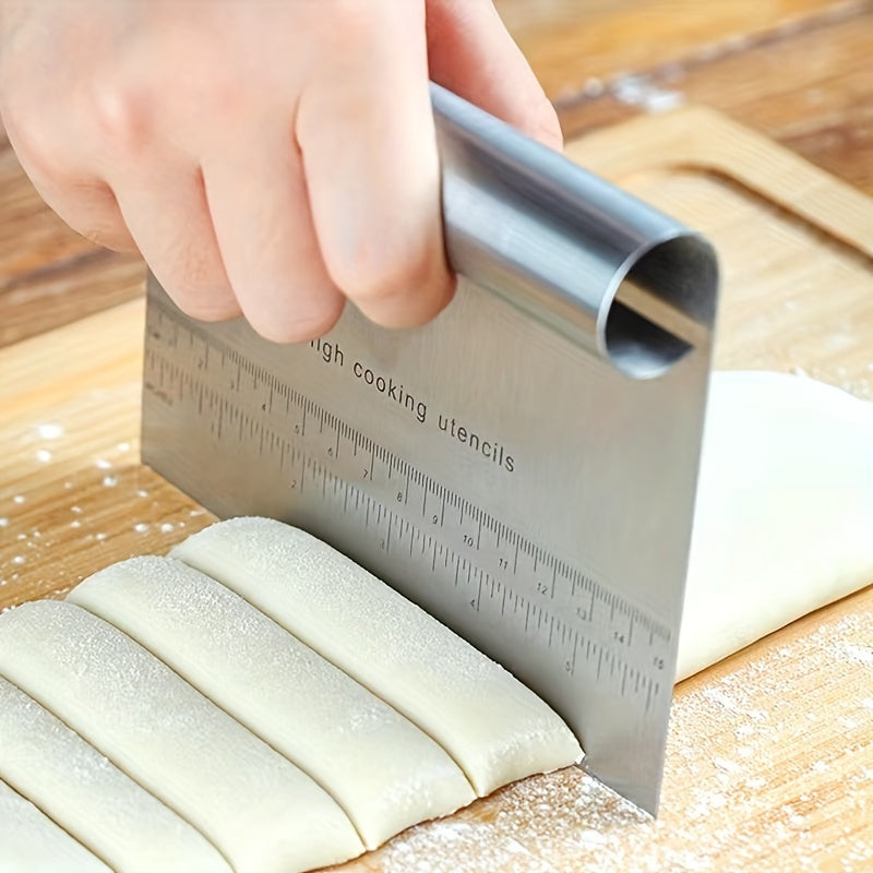 Stainless Steel Dough Scraper with Measurements for Baking and Pizza Slicing