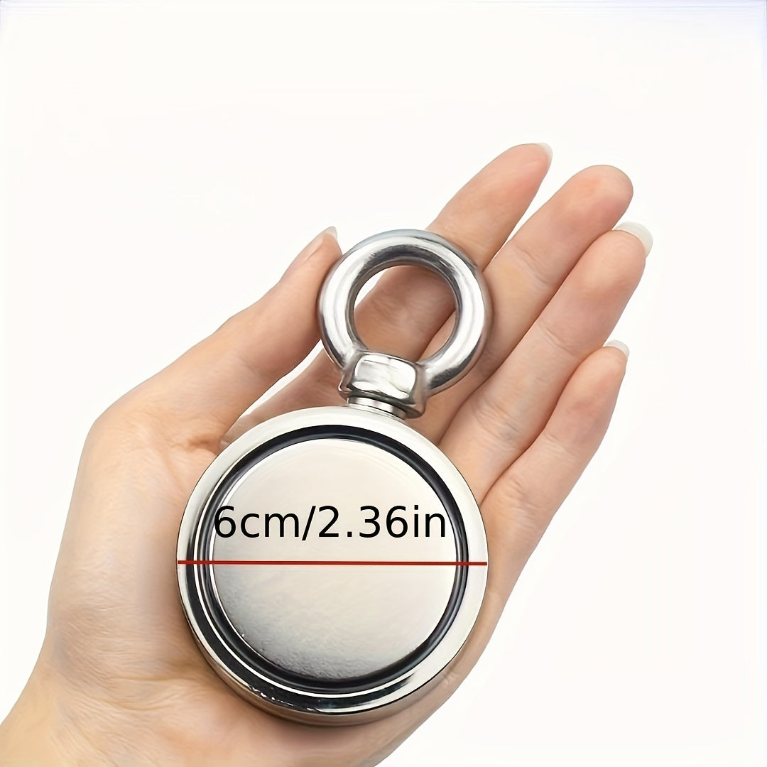 Double-Sided Round Neodymium Fishing Magnet with Ring High Pull Force Salvage Recovery 1 Pack