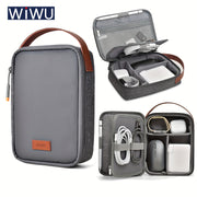 Waterproof Travel Organizer for MacBook Accessories Black Gray Polyester Cable Storage Pouch