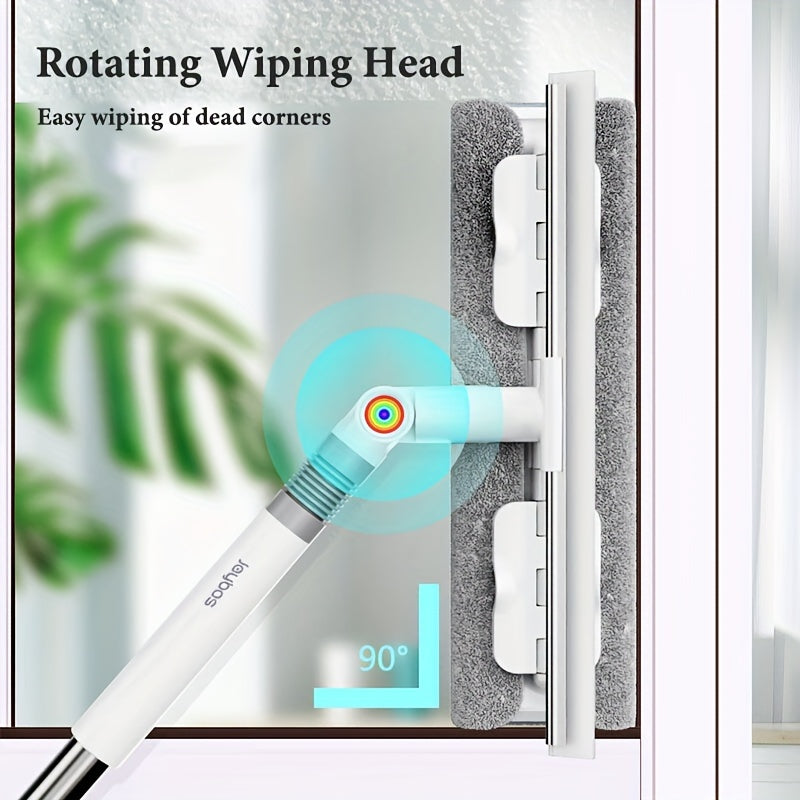 Ko'p funksiyali deraza qizg'ich - Buriladigan bosh bilan - Po'lat va plastikdan tayyorlangan, shisha, pol, devor, mebel va tashqi yuzalar uchun ajoyib - Elektr energiyasini talab qilmaydi