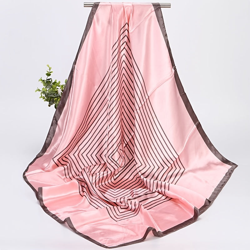 Модный винтажный шарф с полосатым принтом, имитация шелка, квадратный