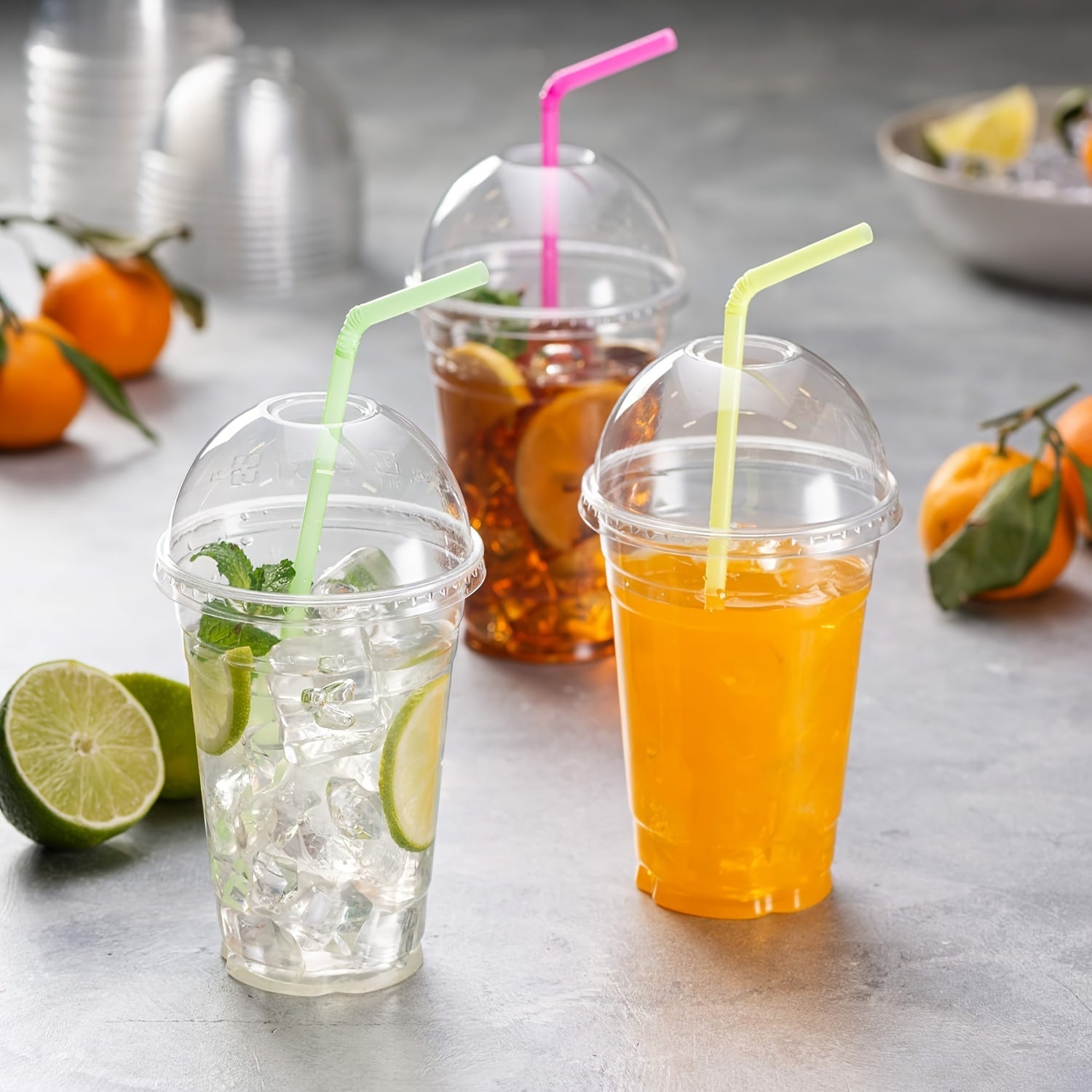 Set of 30 Leak-Proof 10oz Disposable Cups with Dome Lids for Smoothies Milkshakes Boba Tea