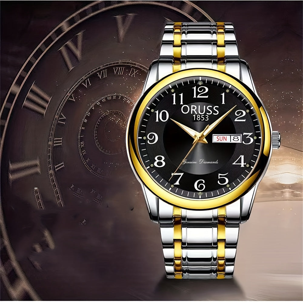Men's Business Watch Digital Quartz Watch with Calendar and Alloy Case