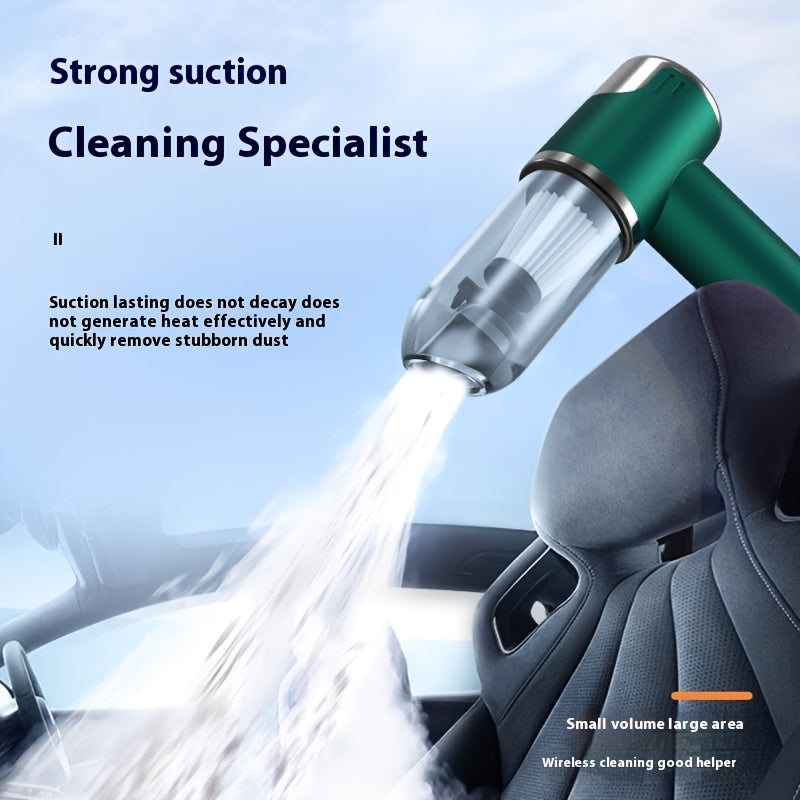 Многофункциональный беспроводной пылесос для дома и автомобиля с функциями всасывания, продувки, вытягивания и зарядки. В комплект входит долговечная литиевая батарея, уровень шума 75 дБ и мощность всасывания 4 кПа.