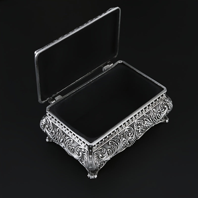 Винтажный металлический шкатулка для украшений с сердечным дизайном и запирающимся зажимом для часов и аксессуаров