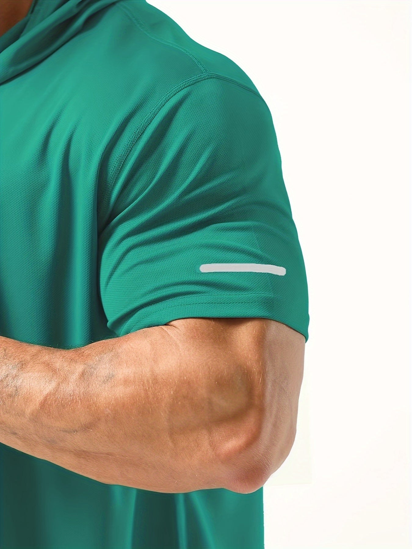 Plus-Size Men's Quick-Drying Hooded Sports T-Shirt Polyester Short Sleeve Casual