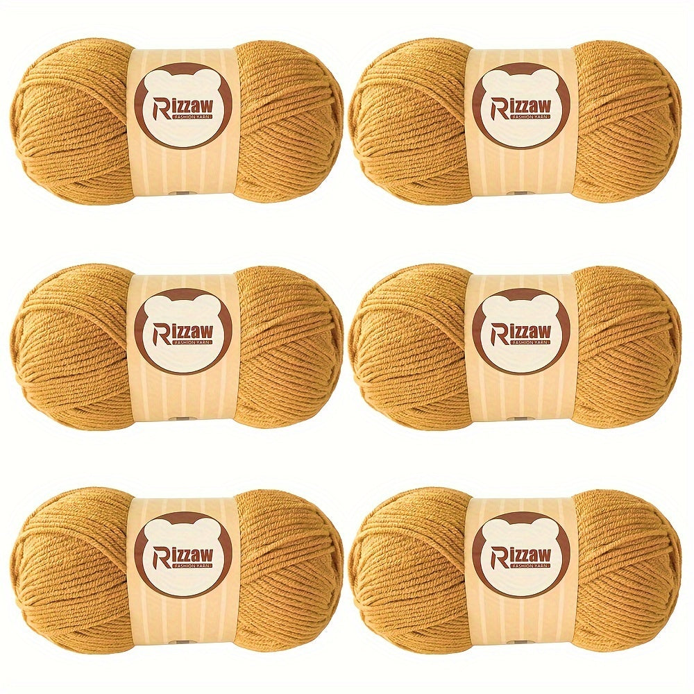 6 Pieces of 50g Soft Acrylic Yarn for Crocheting and Knitting, Assorted Colors