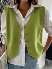 Women V-Neck Knit Cardigan Polyester Solid Color Fall Winter Coat