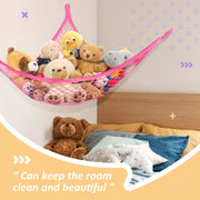 Wall Organizer for Doll Collections with Hooks and Net Hammock for Plush Toys