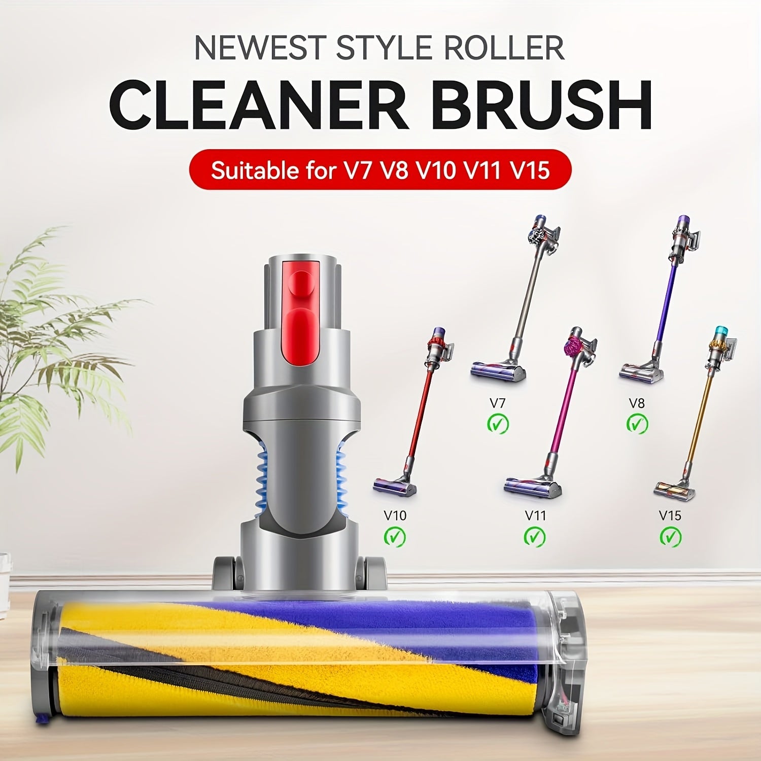 Compatible Vacuum Cleaner Brush Head for Hardwood Floors Red and Blue Bristles