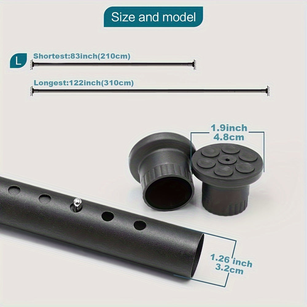 Adjustable Bathroom Partition Spring Rod Black White Brown No Drill Room Divider Shower Curtain