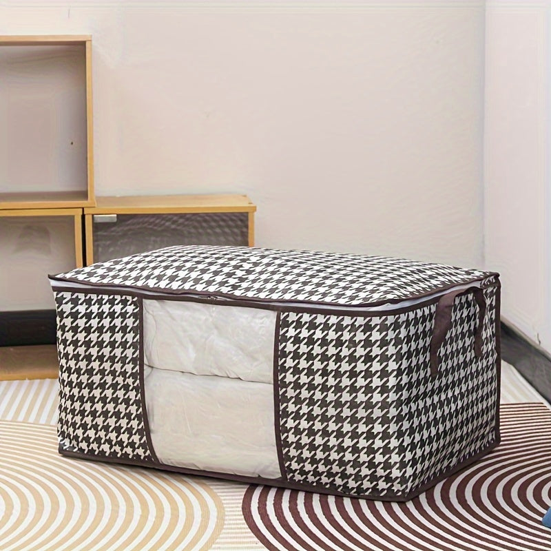 Lightweight Storage Bag with Houndstooth Window Large Capacity Travel Wardrobe Organizer