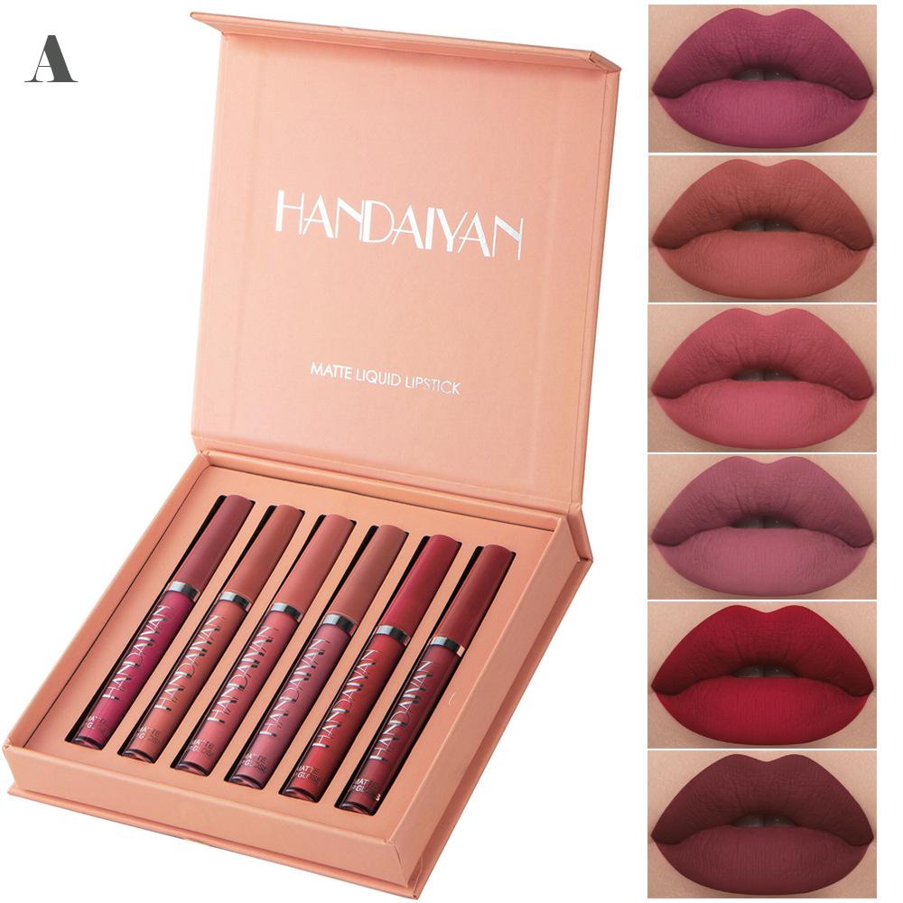 Set de pintalabios impermeable de larga duración para mujer con 6 colores para maquillaje de labios