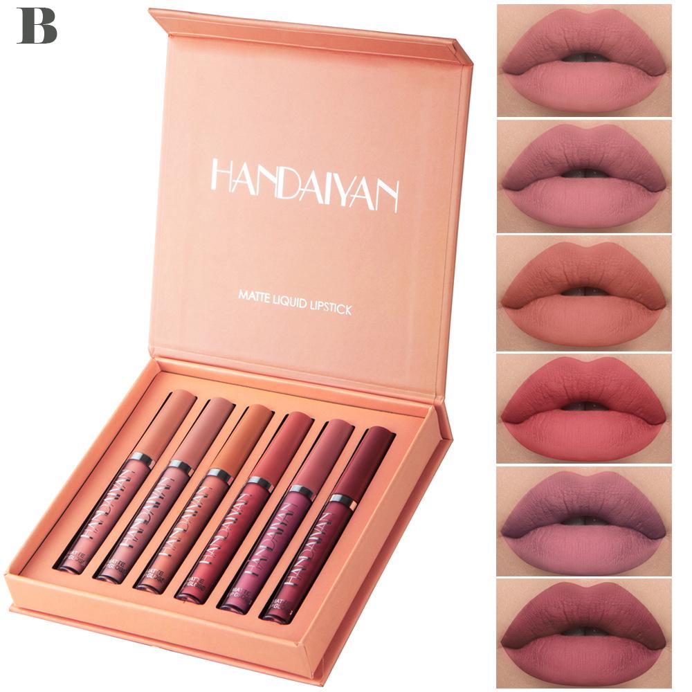 Set de pintalabios impermeable de larga duración para mujer con 6 colores para maquillaje de labios
