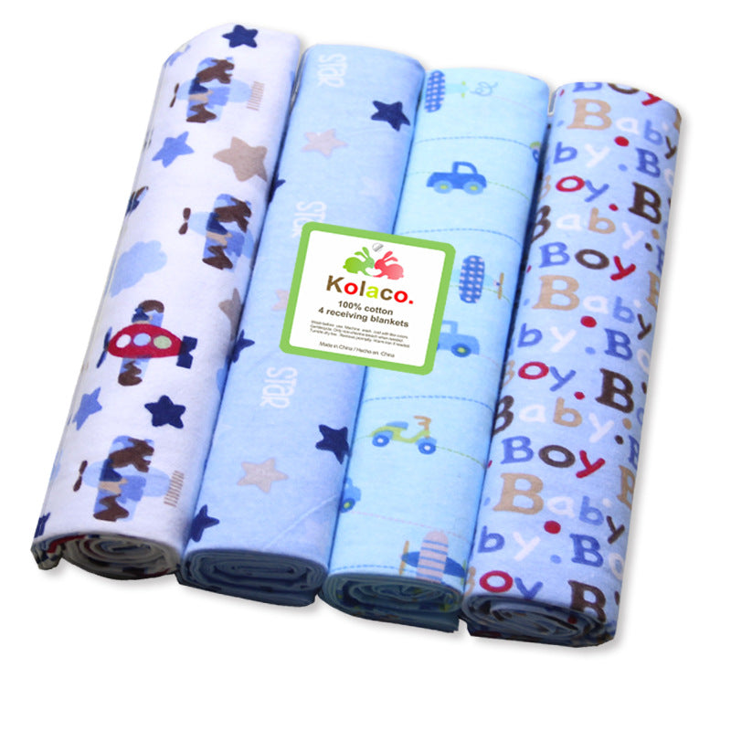 Set of 4 Soft Cotton Baby Receiving Blankets for Newborns 76x76cm