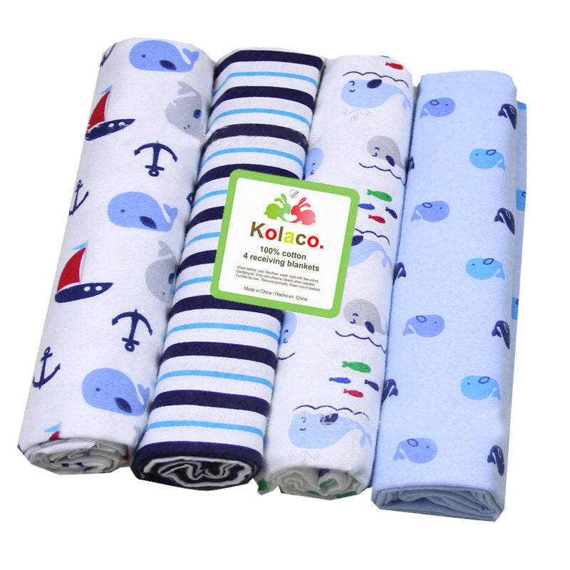 Set of 4 Soft Cotton Baby Receiving Blankets for Newborns 76x76cm