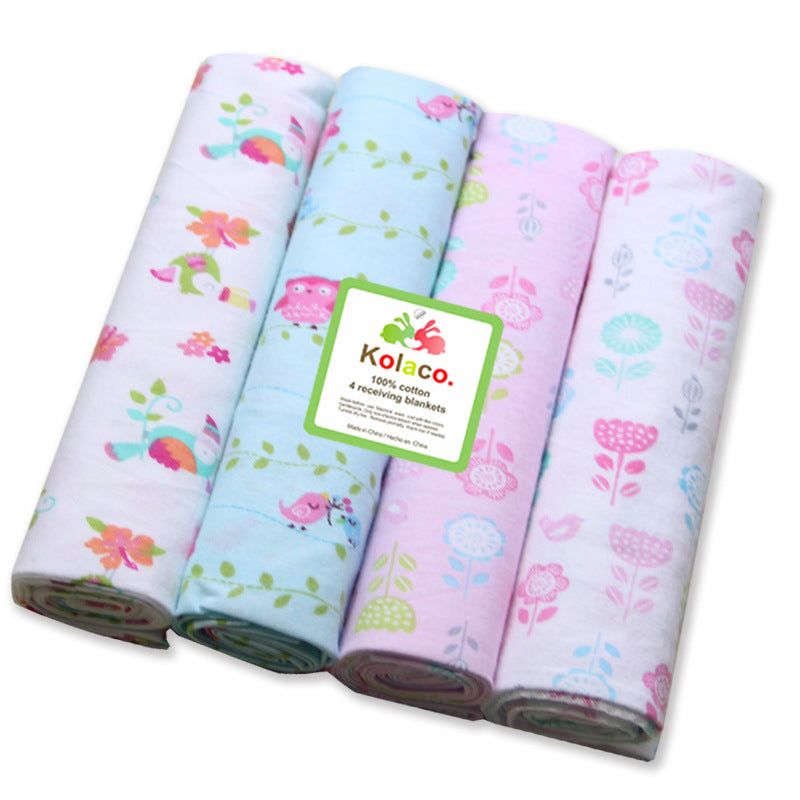 Set of 4 Soft Cotton Baby Receiving Blankets for Newborns 76x76cm