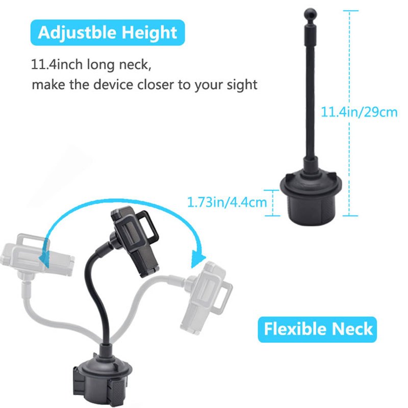 Universal Car Phone Mount Adjustable Gooseneck Cup Holder Cradle for Smartphone