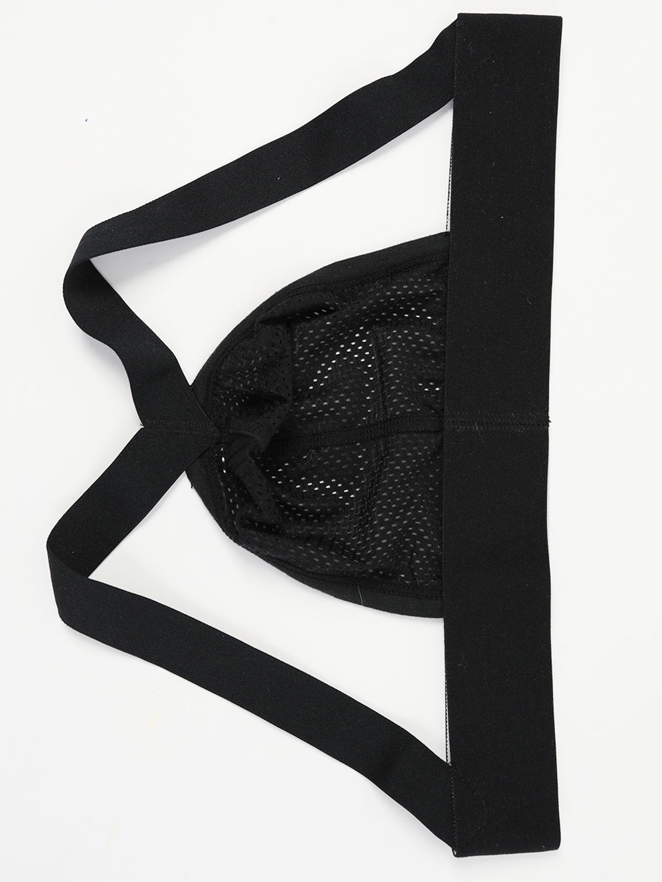 Men's Black Low-Rise Jockstrap with Mesh Detail Breathable Nylon Blend Athletic Supporter