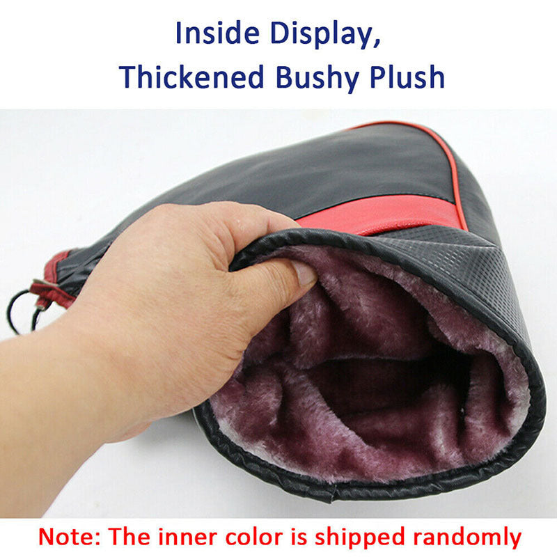 Motorcycle Handlebar Gloves Black Red Stitching Faux Leather Winter Riding