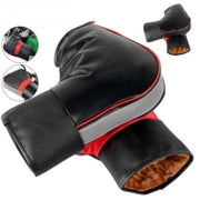 Motorcycle Handlebar Gloves Black Red Stitching Faux Leather Winter Riding